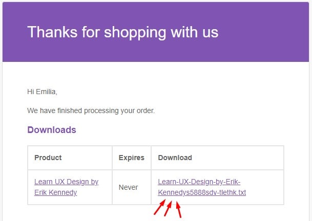 Email with link you will get