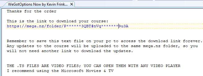 example of the text file you will get